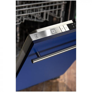 ZLINE 24" Dishwasher in Blue Matte, Stainless Steel Tub, DW-BM-H-24