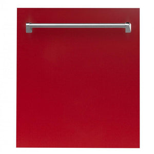 ZLINE 24" Dishwasher in Red Gloss, Stainless Tub, Traditional Handle, DW-RG-24