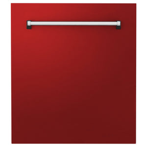 ZLINE 24" Dishwasher in Red Matt panel, Stainless Tub, DWV-RM-24