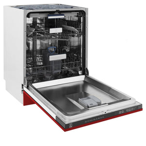 ZLINE 24" Dishwasher in Red Matt panel, Stainless Tub, DWV-RM-24