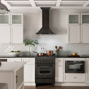 ZLINE 24" Wall Mount Range Hood In Black Stainless Steel With Crown Molding, BSKBNCRN-24