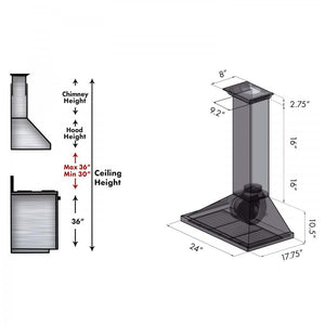 ZLINE 24" Wall Range Hood, Built-in CrownSound® Bluetooth Speakers, KBCRN-BT-24