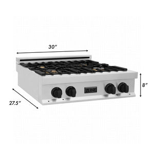 ZLINE 30" Autograph Porcelain Rangetop, Matte Black Accents, RTZ-30-MB