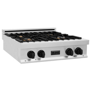 ZLINE 30" Autograph Porcelain Rangetop, Matte Black Accents, RTZ-30-MB