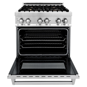 ZLINE 30" Dual Fuel Oven Range, Stainless Steel, Brass Burners, RA-BR-30
