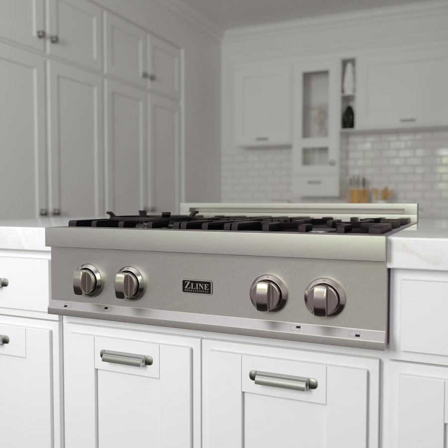 ZLINE 30" Porcelain Rangetop, DuraSnow, Stainless Steel, RTS-30