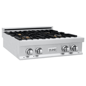 ZLINE 30" Porcelain Rangetop With 4 Gas Brass Burners, RT-BR-30