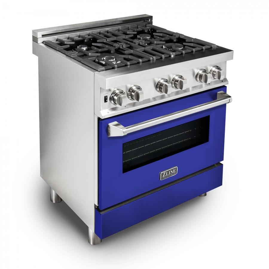 ZLINE 30" Professional Dual Fuel Range, Blue Matte Door, RA-BM-30