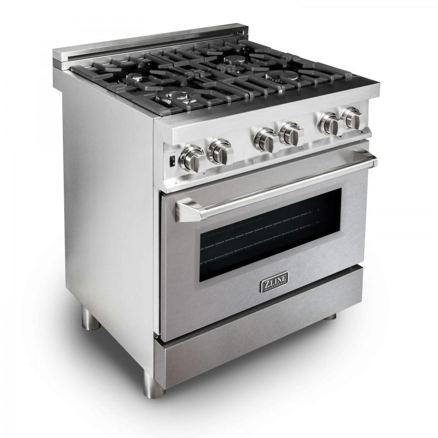 ZLINE 30" Professional Dual Fuel Range, Snow Finish Door, RA-SN-30 - 30" / Stainless Steel