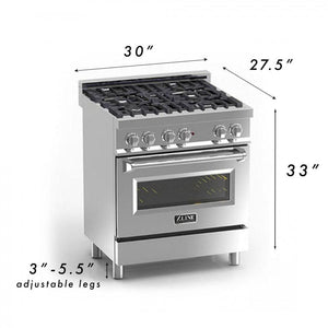 ZLINE 30" Professional Dual Fuel Range with Black Matte Door, RA-BLM-30