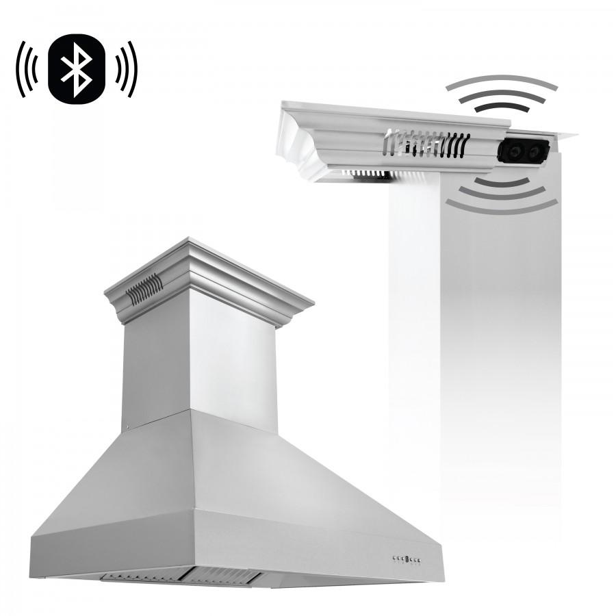 ZLINE 30" Professional Wall Range Hood, Built-in CrownSound® Bluetooth Speakers, 667CRN-BT-30