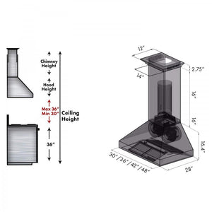 ZLINE 30" Professional Wall Range Hood, Built-in CrownSound® Bluetooth Speakers, 697CRN-BT-30
