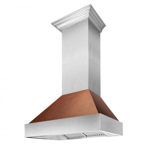 ZLINE 30" Snow Finish Wall Range Hood, Hammered Copper Shell, 8654HH-30