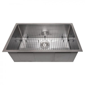 ZLINE 30" Undermount Single Bowl Sink DuraSnow Stainless Steel, SRS-30S