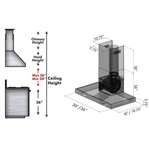 ZLINE 30" Wall Mount Range Hood in Black Stainless Steel, BSKEN-30