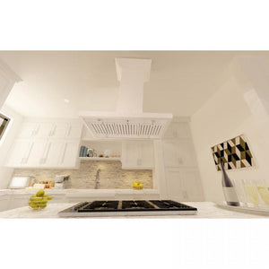 ZLINE 30" Wooden Island Range Hood, Remote Motor, Cottage White, KBiTT-RS-30-400