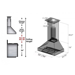 ZLINE 30" ZLINE DuraSnow Wall Range Hood, Oil Rubbed Shell, 8654ORB-30