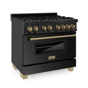 ZLINE 36" Autograph Dual Fuel Range, Black Stainless, RABZ-36-CB