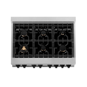 ZLINE 36" Autograph Dual Fuel Range, DuraSnow, Black, RASZ-SN-36-MB