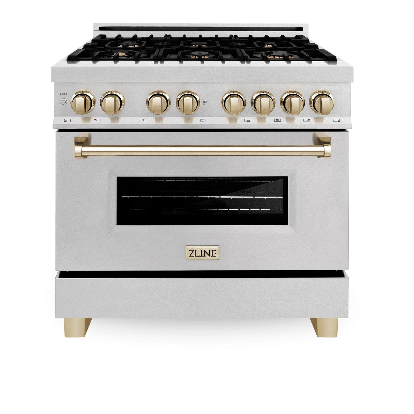 ZLINE 36" Autograph Dual Fuel Range, DuraSnow,Champagne, RASZ-SN-36-CB - 36" / Stainless Steel