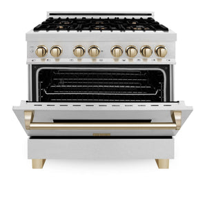 ZLINE 36" Autograph Dual Fuel Range, DuraSnow,Champagne, RASZ-SN-36-CB