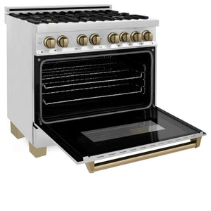 ZLINE 36" Autograph Dual Fuel Range, Stainless Steel, RAZ-36-CB