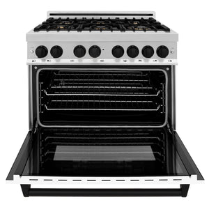 ZLINE 36" Autograph Dual Fuel Range, White Door, RAZ-WM-36-MB