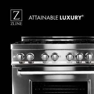 ZLINE 36" Black Stainless, Gas Burner/Electric Oven, Brass Burners, RAB-BR-36