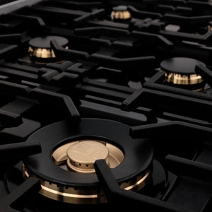 ZLINE 36" Dual Fuel Range, DuraSnow, Stainless, Brass Burners, RAS-SN-BR-36
