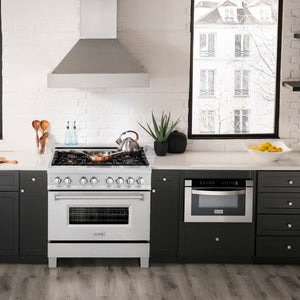 ZLINE 36" Dual Fuel Range, DuraSnow, Stainless, Brass Burners, RAS-SN-BR-36