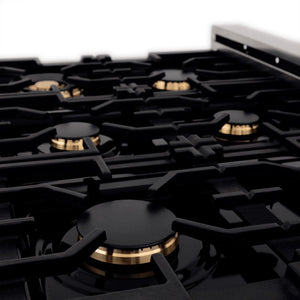 ZLINE 36" Dual Fuel Range, DuraSnow, Stainless, Brass Burners, RAS-SN-BR-36