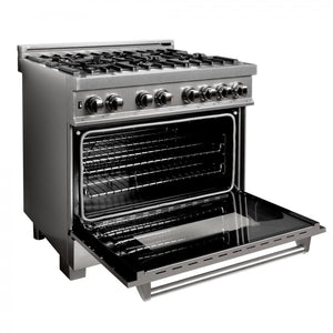 ZLINE 36" Dual Fuel Range, Snow Stainless, Snow Stainless Door, RAS-SN-36