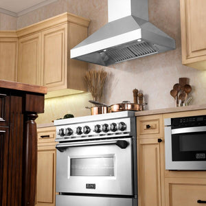 ZLINE 36" Dual Fuel Range, Snow Stainless, Snow Stainless Door, RAS-SN-36