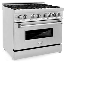 ZLINE 36" Gas Burner/Electric Oven Range, Brass Burners, RA-BR-36