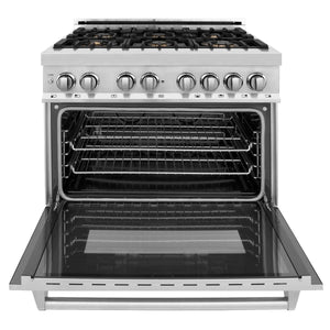 ZLINE 36" Gas Burner/Electric Oven Range, Brass Burners, RA-BR-36