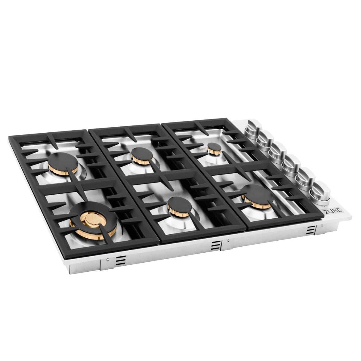 ZLINE 36" Gas Cooktop with 6 Gas Brass Burners RC-BR-36 - 36"