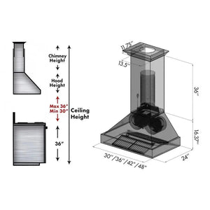 ZLINE 36" Oil-Rubbed Bronze Wall Range Hood, 8667B-36