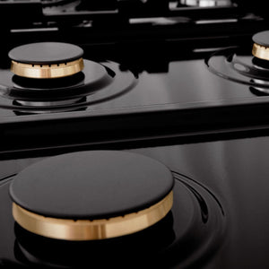 ZLINE 36" Porcelain Rangetop, Black Stainless, Brass Burners,RTB-BR-36