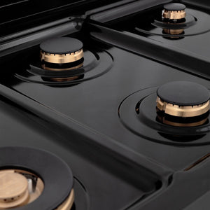 ZLINE 36" Porcelain Rangetop, Black Stainless, Brass Burners,RTB-BR-36