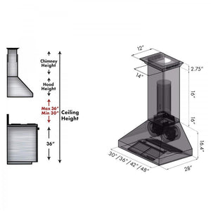 ZLINE 36" Professional Wall Range Hood, Built-in CrownSound® Bluetooth Speakers, 697CRN-BT-36