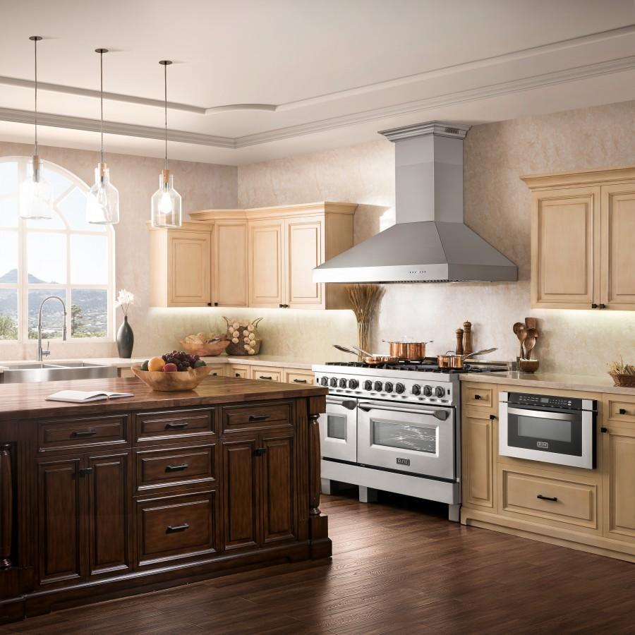 ZLINE 36" Professional Wall Range Hood, Built-in CrownSound® Bluetooth Speakers, 697CRN-BT-36