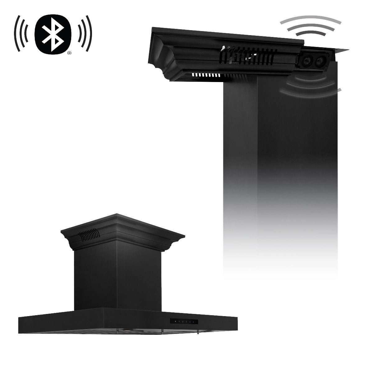 ZLINE 36" Range Hood, Black Stainless Steel, Speakers, BSKENCRN-BT-36