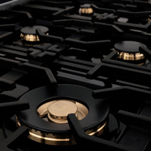 ZLINE 36" Rangetop, DuraSnow Stainless, MatteBlack Accents, RTSZ-36-MB
