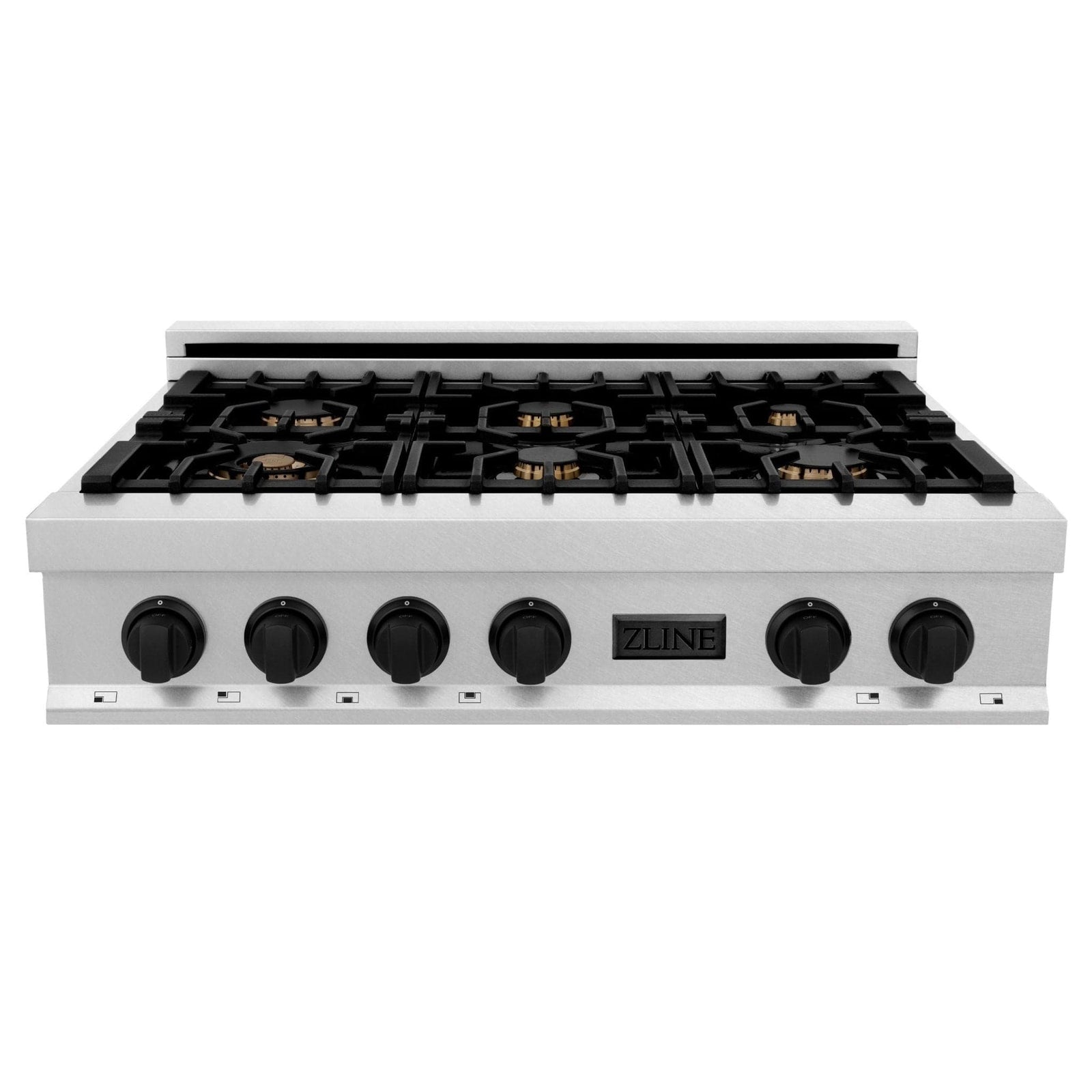 ZLINE 36" Rangetop, DuraSnow Stainless, MatteBlack Accents, RTSZ-36-MB