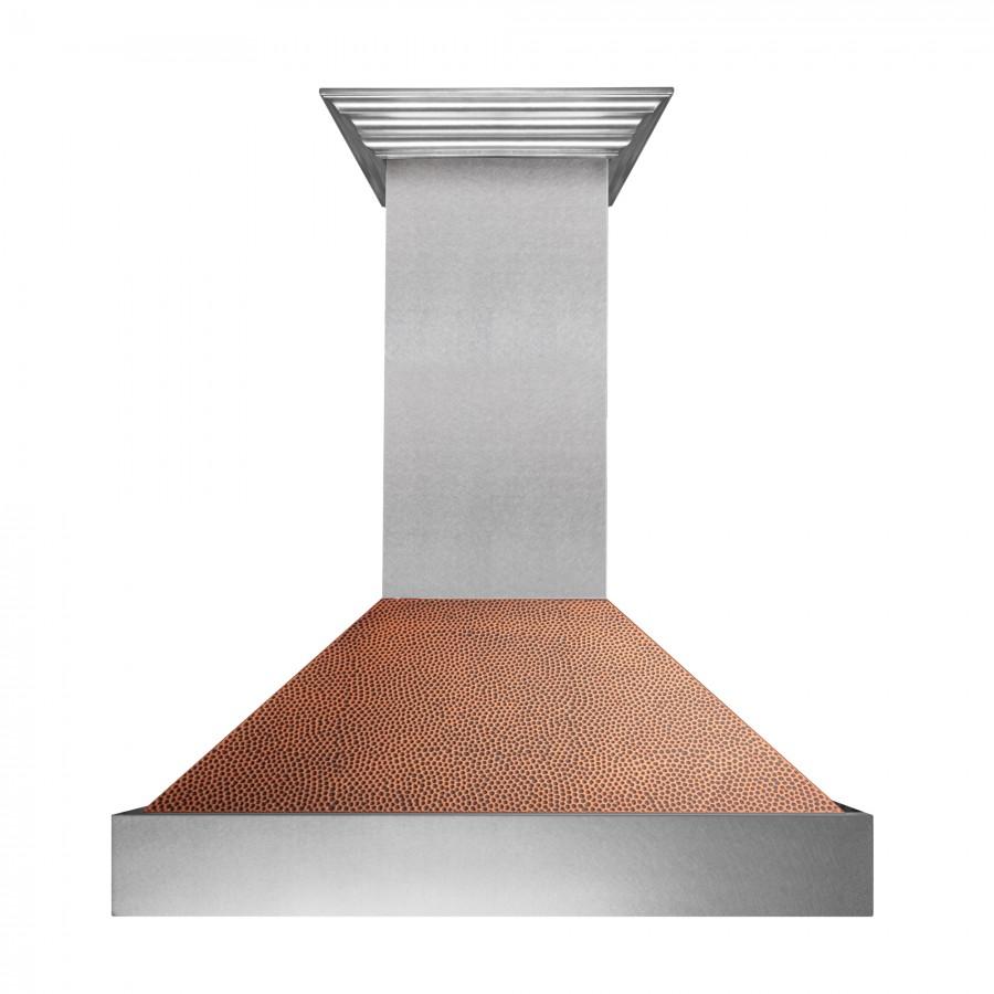 ZLINE 36" Snow Finish Wall Range Hood, Hammered Copper Shell, 8654HH-36