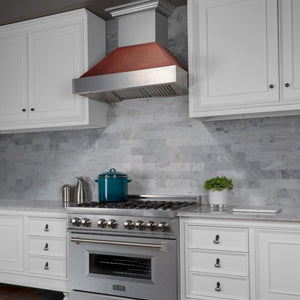 ZLINE 36" Snow Finish Wall Range Hood, Hammered Copper Shell, 8654HH-36