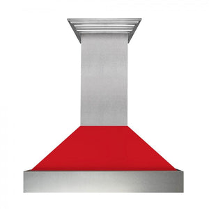 ZLINE 36" Snow Finish Wall Range Hood, Red Matte Shell, 8654RM-36