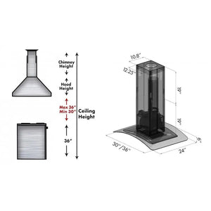 ZLINE 36" Stainless Steel Island Range Hood GL14i-36