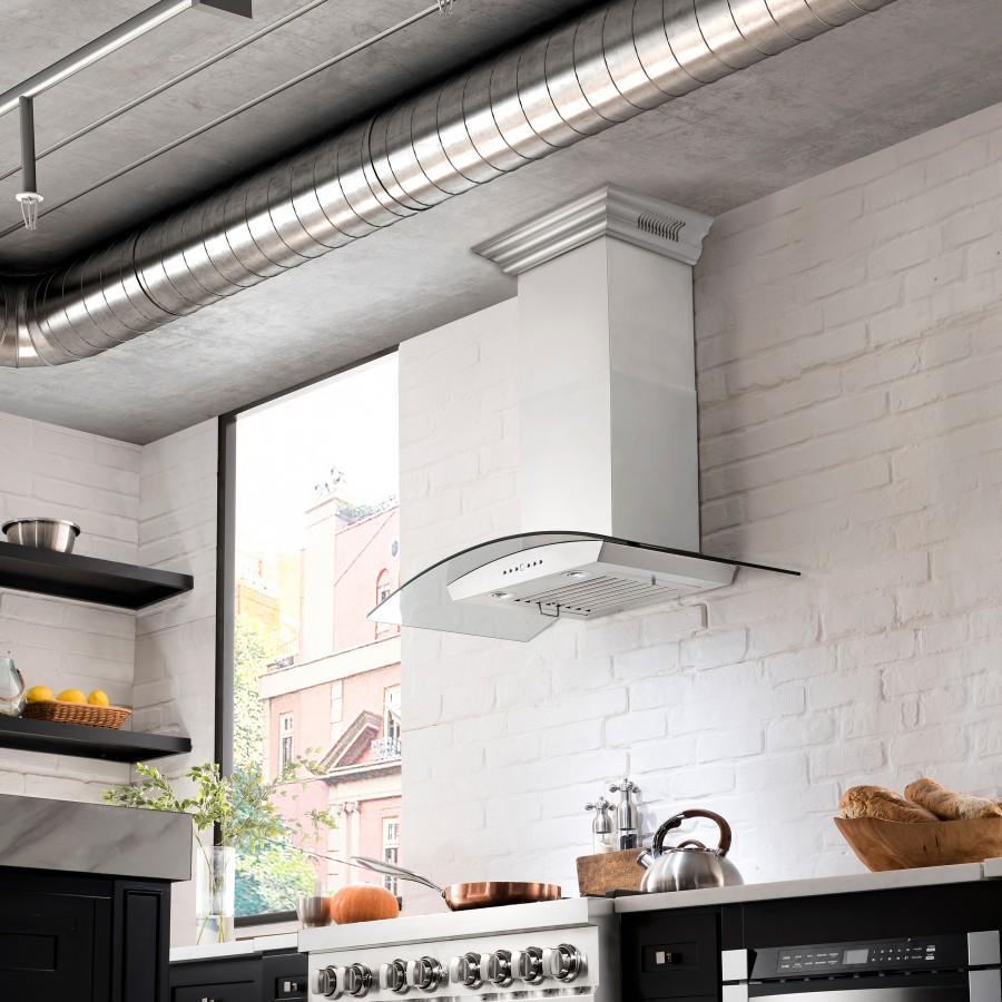ZLINE 36" Wall Range Hood, Built-in CrownSound® Bluetooth Speakers, KZCRN-BT-36
