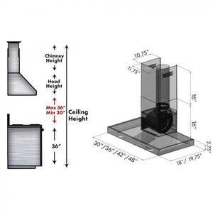 ZLINE 42" Stainless Steel Wall Range Hood KE-42